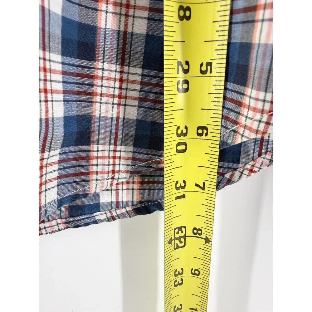 Banana Republic Camden Fit Blue Red Plaid Shirt Preppy Cotton Office Men XL EUC